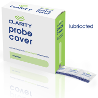 Clarity Lubricated Probe Covers for Transvaginal Ultrasound, Latex, Length 200mm, Width 53mm - Box of 100