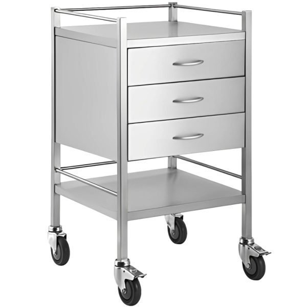 Task Medical Stainless Steel Trolley - Single Three Drawer