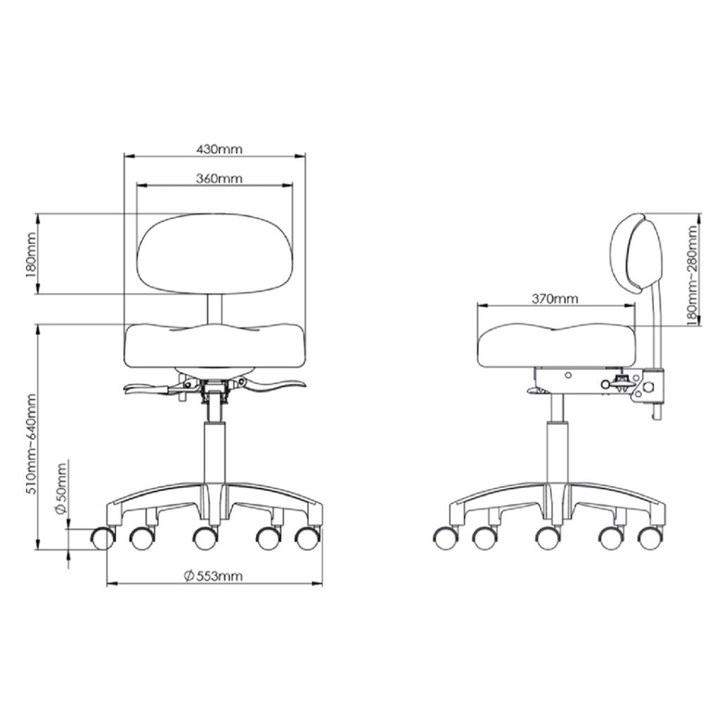 Viva Doctor's Stool T Seat / Black - Image 2