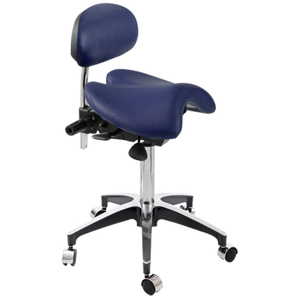 Kimi Saddle Stool with Back / Available in Navy Blue & Black - Image 2