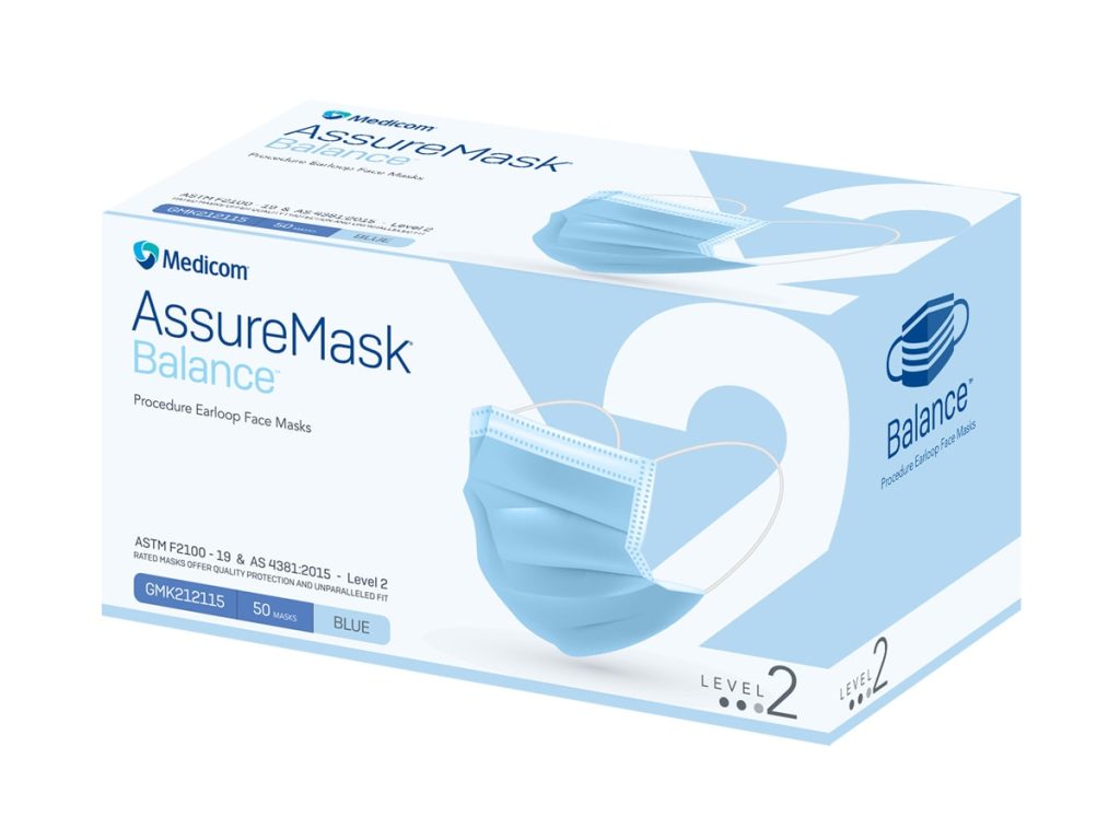 Medicom Assure Level 2 Blue Face Mask With Earloop - Image 2