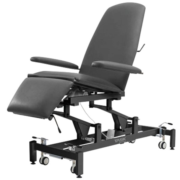 Task Medical Multipurpose Hi - Lo Treatment Chair 3 Section 2 Motor With Arms Rests Black Edition / Black