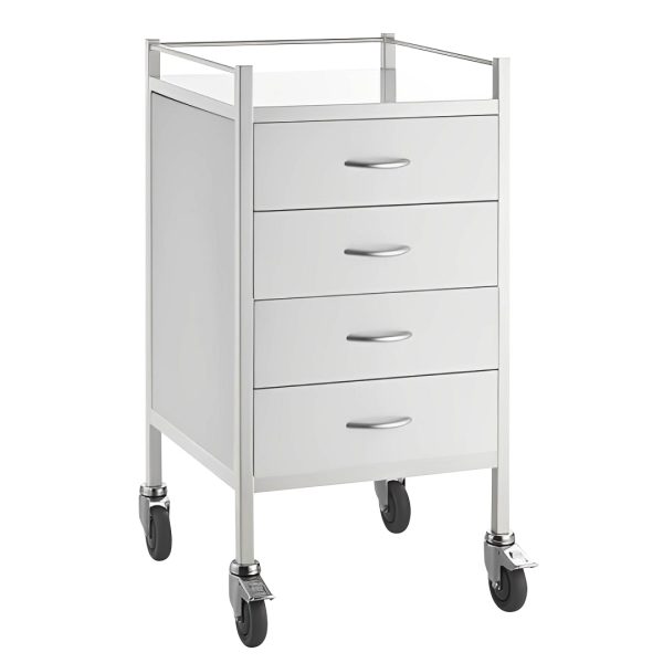 Task Medical Powder Coated Trolley 4 Drawer