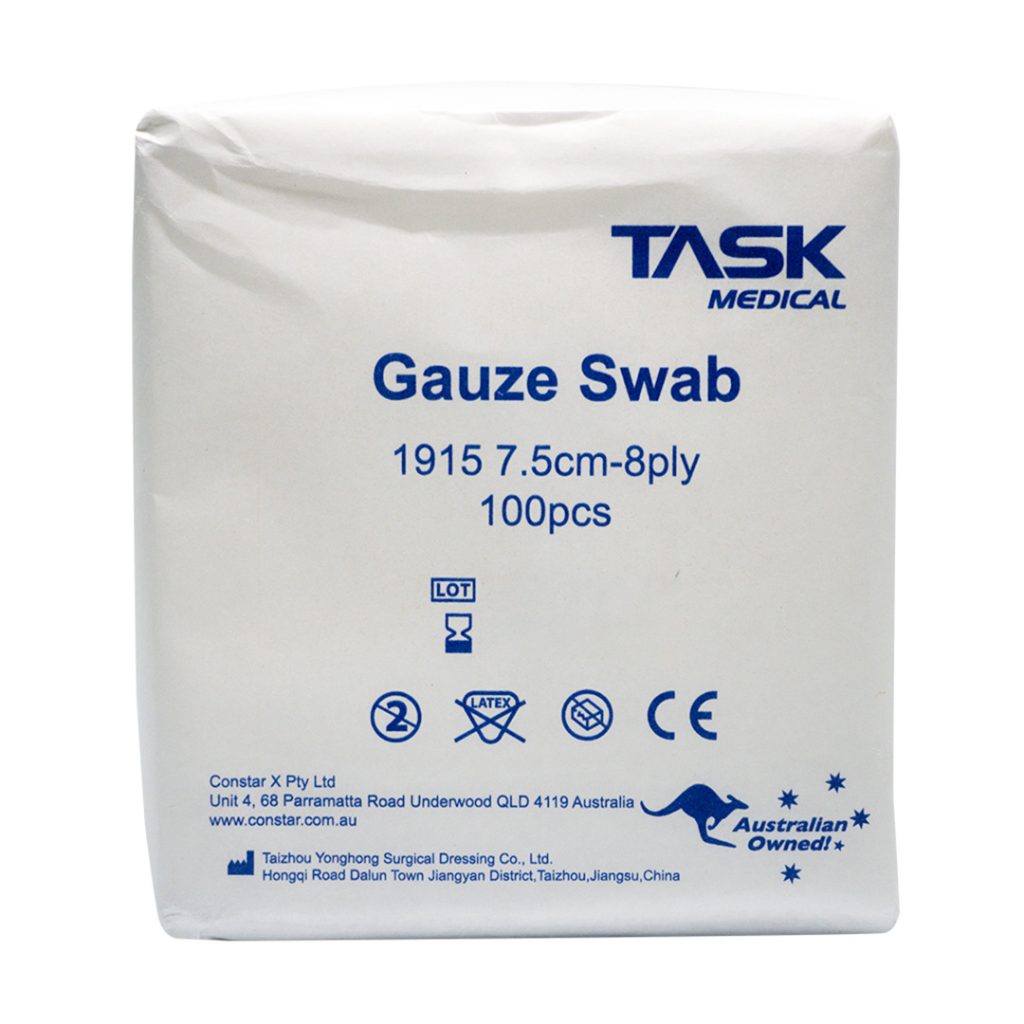 Task Medical Gauze Swabs Non-Sterile 7.5cm x 7.5cm Plain 8 Ply - 100 - Image 3