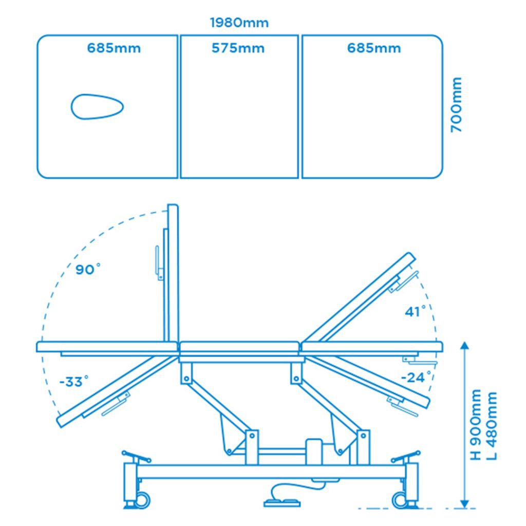 Task Medical Hi-Lo Examination Couch 3 Section 1 Motor 70cm Wide / Available in Navy Blue, Grey & Black - Image 16