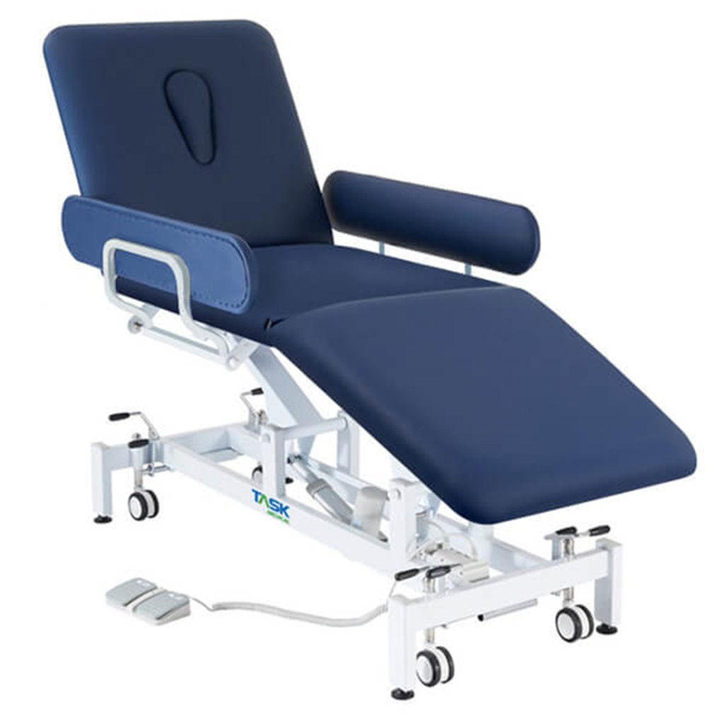 Task Medical Hi-Lo Examination Couch With Side Rails 3 Section 1 Motor 70cm Wide / Available in Navy Blue & Black - Image 3