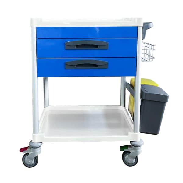 Task Medical Hospital Treatment Trolley 2 Drawer - Blue
