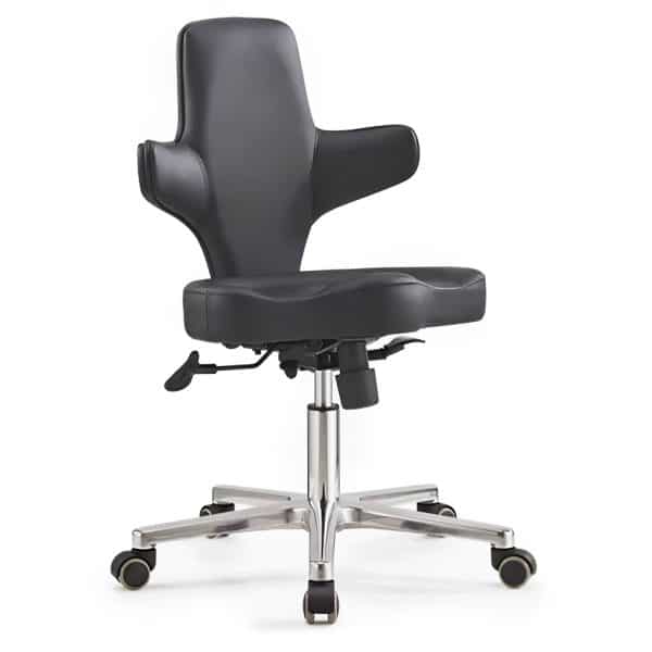 Task Medical Chair with Back and Armrest - Black