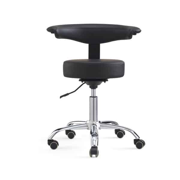 Task Medical Round Stool with Armrest - Black