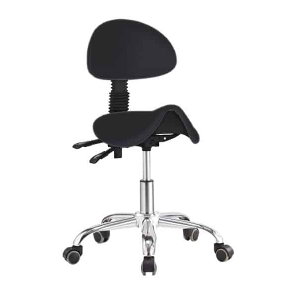 Task Medical Saddle Stool With Back - Black