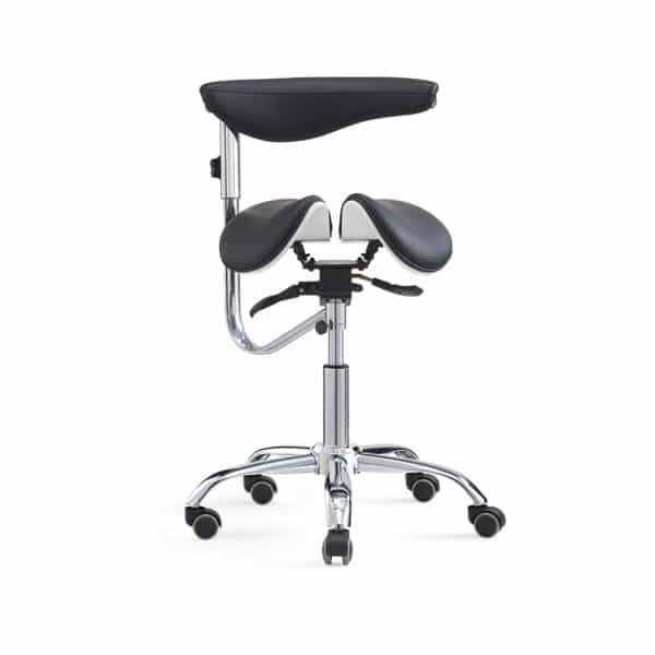Task Medical Spilt Saddle Stool with Armrest - Black