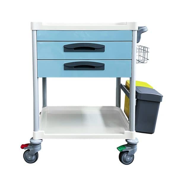 Task Medical Hospital Treatment Trolley 2 Drawer - Light Blue