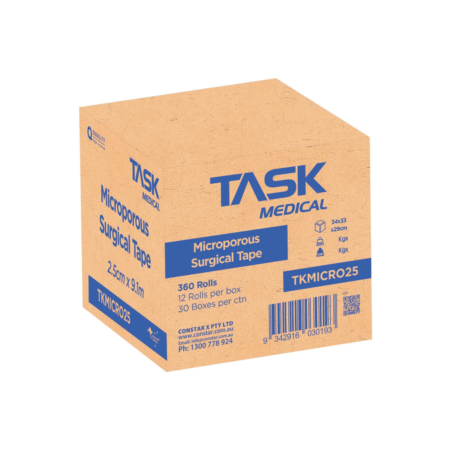 Task Medical Microporous Surgical Tape 2.5CM x 9.1M - Image 7