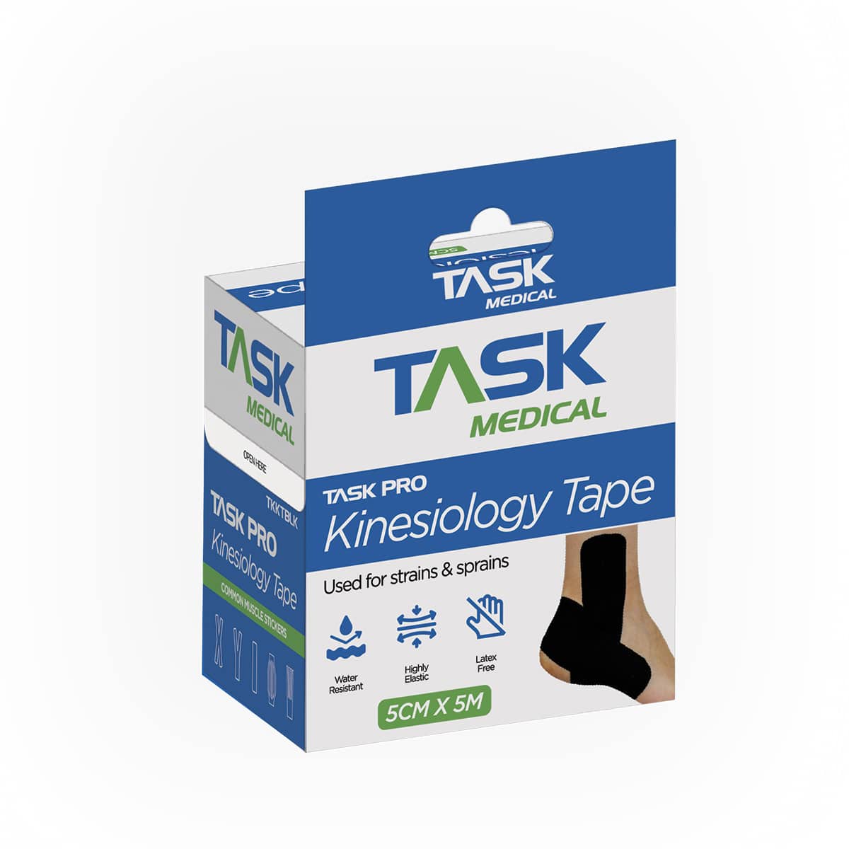 Task Pro Kinesiology Tape 5CM x 5M - Black - Image 11