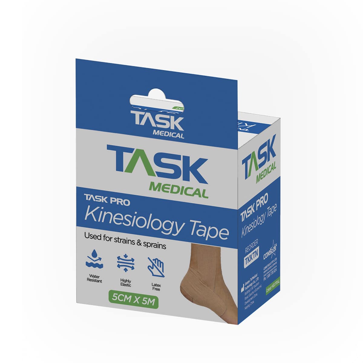 Task Pro Kinesiology Tape 5CM x 5M - Neutral - Image 7