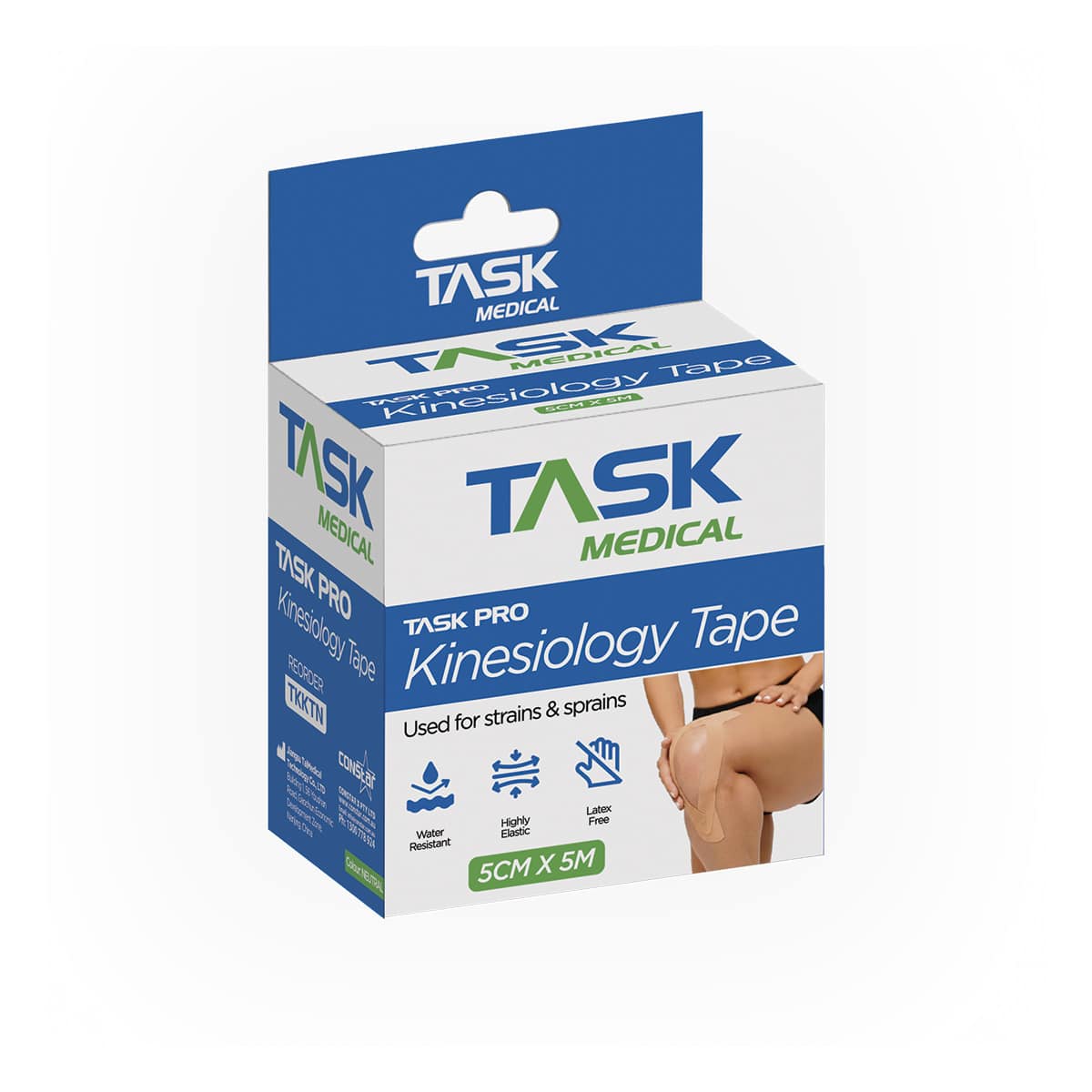 Task Pro Kinesiology Tape 5CM x 5M - Neutral - Image 5